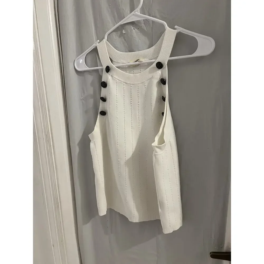 L’agence Cream Rosemary High neck Button Tank Sz Xxl may run small - Picture 2 of 9